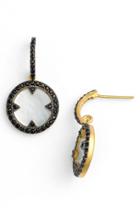 Women's Freida Rothman 'slated Noir' Cubic Zirconia & Mother Of Pearl Disc Drop Earrings