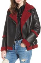 Women's Sam Edelman Oversize Faux Shearling Moto Jacket - Black