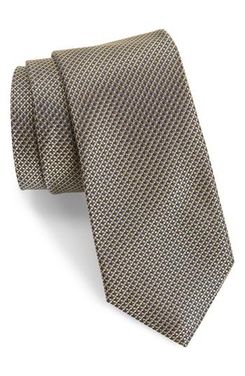 Men's Calibrate Anser Solid Silk Tie, Size - Yellow