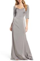 Women's La Femme Sweetheart Satin Gown - Grey