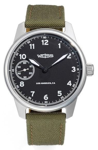 Men's Weiss Watch Company 'standard Issue' Nylon Strap Watch, 42mm