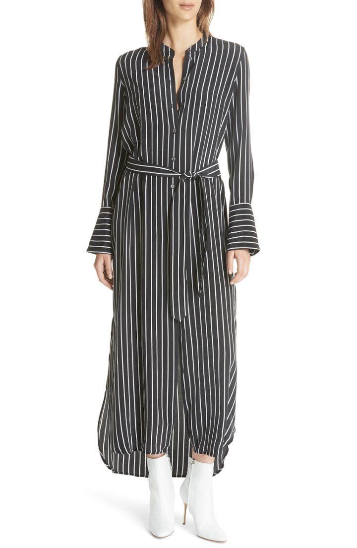 Women's Equipment Connell Stripe Maxi Silk Shirtdress