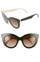 Women's Victoria Beckham 49mm Cat Eye Sunglasses - Green/ Cream/ Brown