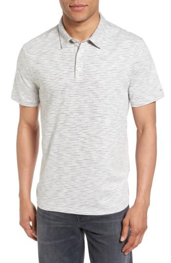 Men's John Varvatos Star Usa Reverse Print Stripe Polo - Grey