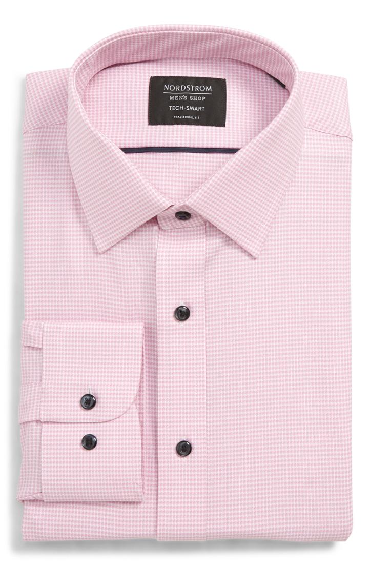 Men's Nordstrom Men's Shop Tech-smart Traditional Fit Stretch Solid Dress Shirt .532/33 - Pink