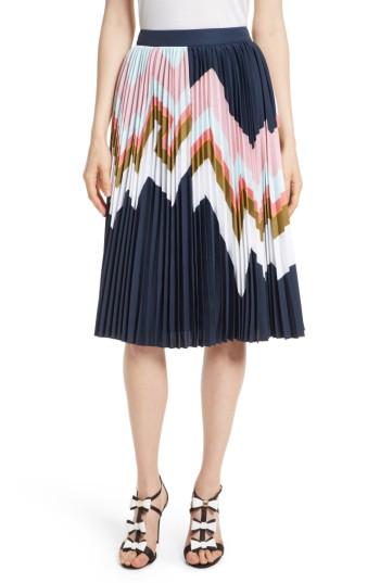 Women's Ted Baker London Evianna Mississippi Print Pleated Skirt - Blue