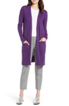 Women's Halogen Open Front Pocket Cardigan - Purple