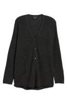 Petite Women's Eileen Fisher V-neck Merino Wool Cardigan, Size P - Grey
