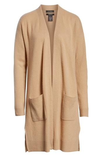 Petite Women's Halogen Rib Knit Wool & Cashmere Cardigan, Size P - Brown