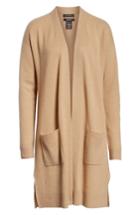Petite Women's Halogen Rib Knit Wool & Cashmere Cardigan, Size P - Brown