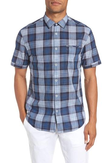 Men's Good Man Brand Pacific Space Plaid Slim Fit Sport Shirt - Blue
