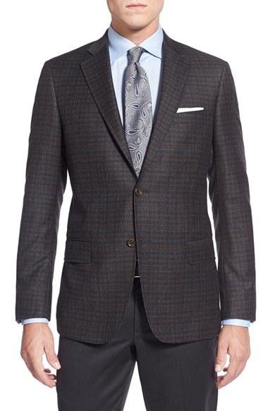 Men's John W. Nordstrom Classic Fit Plaid Wool Sport Coat R - Grey