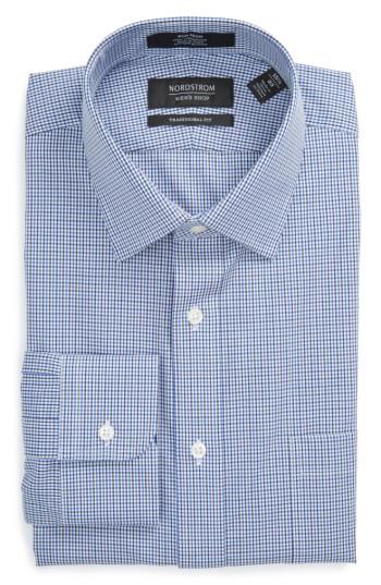 Men's Nordstrom Men's Shop Traditional Fit Non-iron Check Dress Shirt .5 - 32 - Blue