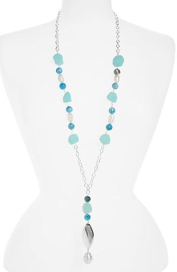 Women's Simon Sebbag Stone & Imitation Pearl Y-necklace