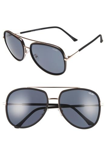 Women's Quay Australia 'needing Fame' 65mm Aviator Sunglasses - Black/ Smoke