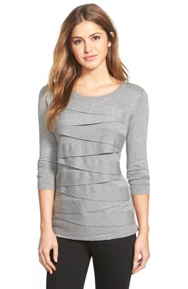 Petite Women's Vince Camuto Zigzag Sweater, Size P - Black