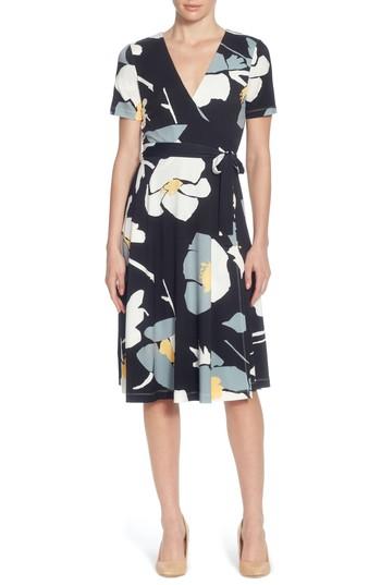 Women's Catherine Catherine Malandrino Taral Floral Faux Wrap Dress - Black