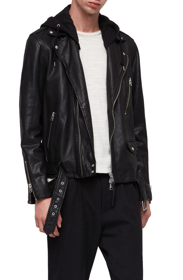 Men's Allsaints Renzo Slim Fit Leather Biker Jacket
