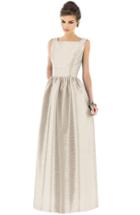 Women's Alfred Sung Square Neck Dupioni Full Length Dress - Beige