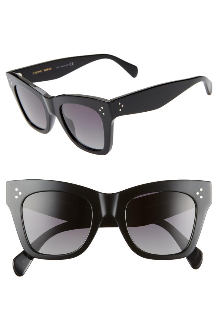 Women's Celine 50mm Square Sunglasses - Black/ Grey Polar