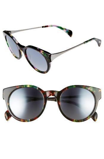 Women's Salt Houston 49mm Polarized Round Sunglasses - Tropical Flower/ Silver Mirror