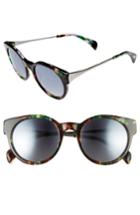 Women's Salt Houston 49mm Polarized Round Sunglasses - Tropical Flower/ Silver Mirror