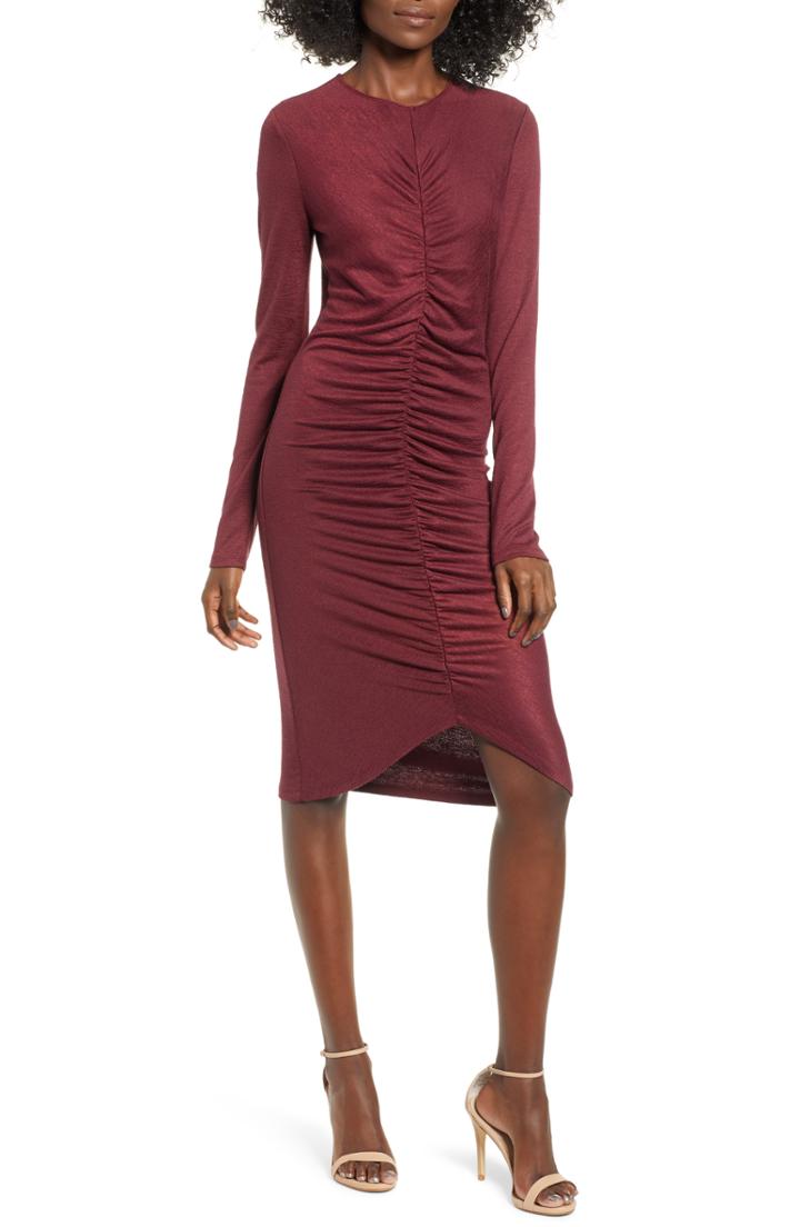 Women's Leith Ruched Front Dress, Size - Red