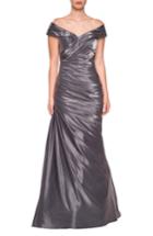 Women's La Femme Ruched Two-tone Satin Gown - Grey
