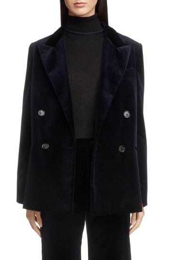 Women's Acne Studios Double Breasted Velvet Jacket Us / 32 Eu - Blue