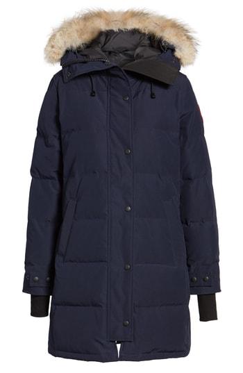 Women's Canada Goose Shelburne Genuine Coyote Fur Trim Down Parka (10-12) - Blue