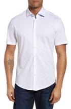 Men's Stone Rose Slim Fit Flame Knit Sport Shirt - White