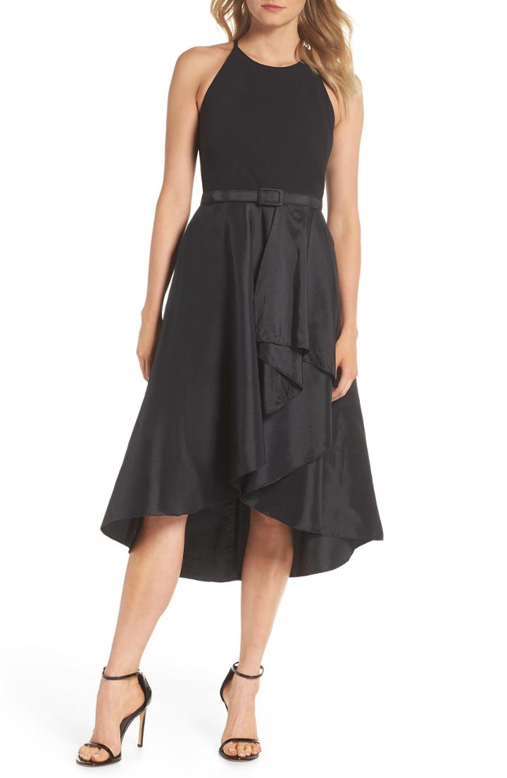Women's Eliza J Asymmetrical Tea Length Dress - Black