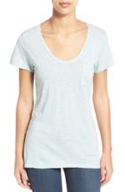 Petite Women's Caslon Relaxed Slub Knit U-neck Tee, Size P - Blue