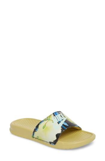 Women's Nike 'benassi - Just Do It' Print Sandal M - Yellow