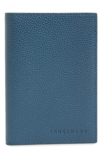 Longchamp Calfskin Leather Passport Case - Blue