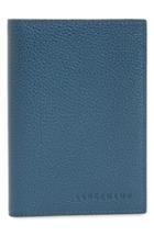 Longchamp Calfskin Leather Passport Case - Blue