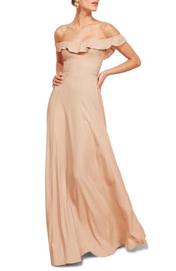 Women's Reformation Verbena Fit & Flare Gown - Beige