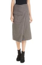 Women's Sea Noemie Pinstripe Wrap A-line Skirt - Grey