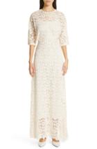 Women's Mansur Gavriel Guipure Lace Long Sheath Dress Us / 36 It - White