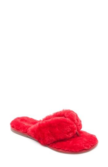 Women's Bernardo Miami Genuine Shaerling Flip Flop M - Red