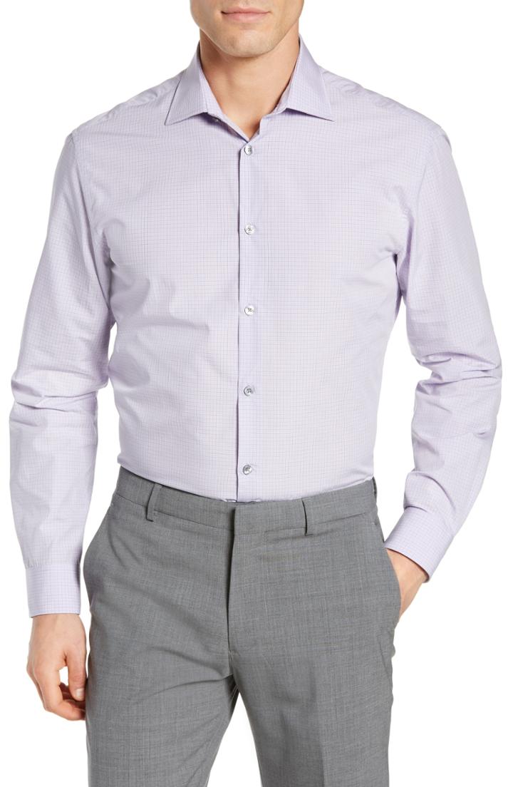 Men's John Varvatos Star Usa Slim Fit Check Dress Shirt L - Purple