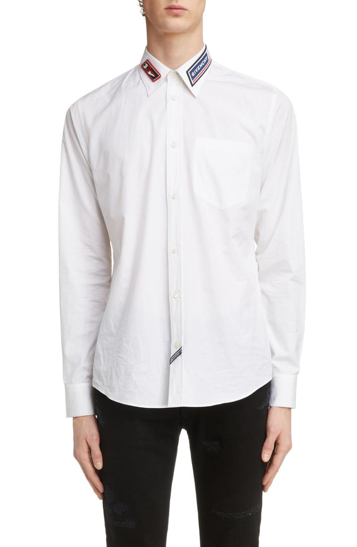 Men's Givenchy Collar Patch Woven Sport Shirt
