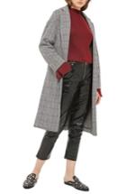 Women's Topshop Checkered Pow Jersey Coat Us (fits Like 2-4) - Black