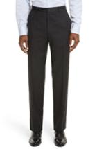 Men's Canali Flat Front Stripe Wool Trousers R Eu - Grey
