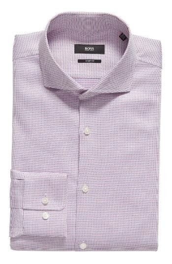 Men's Boss Mark Sharp Fit Check Dress Shirt .5 R - Pink