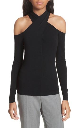 Women's Milly Crisscross Keyhole Neck Top, Size - Black
