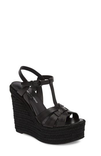 Women's Saint Laurent Tribute Espadrille Wedge .5us / 35.5eu - Black
