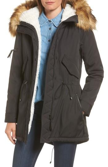 Women's S13/nyc Canyon Faux Fur Anorak - Black