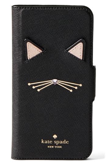 Kate Spade New York Cat Applique Iphone 7/8 & 7/8 Folio Case - Black