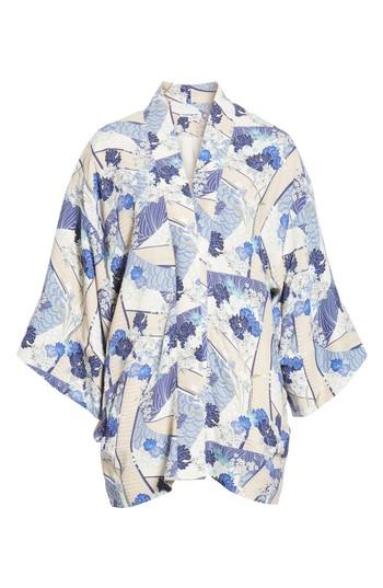 Women's Elizabeth And James Drew Floral Print Kimono Jacket /small - Blue
